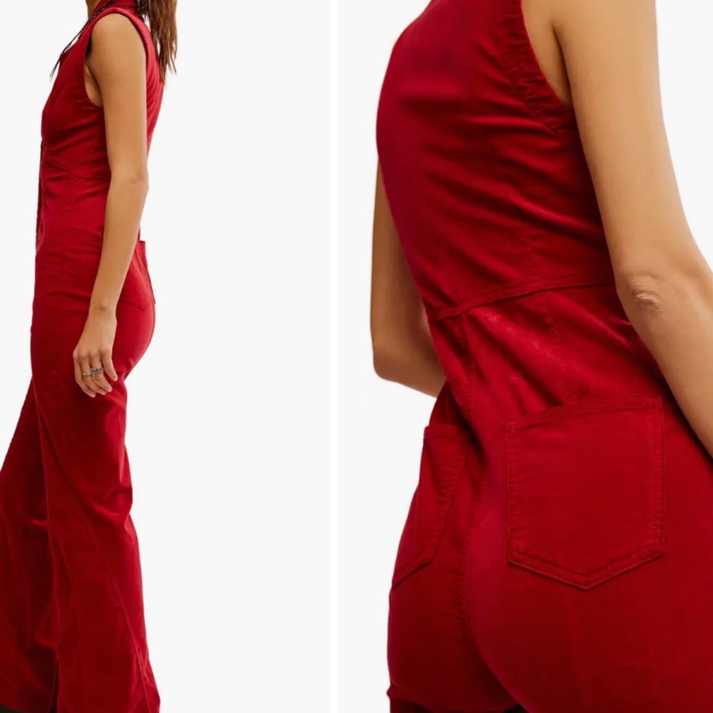 Free People CRVY Ring Alarm Red Jumpsuit NWT - Picture 2 of 8